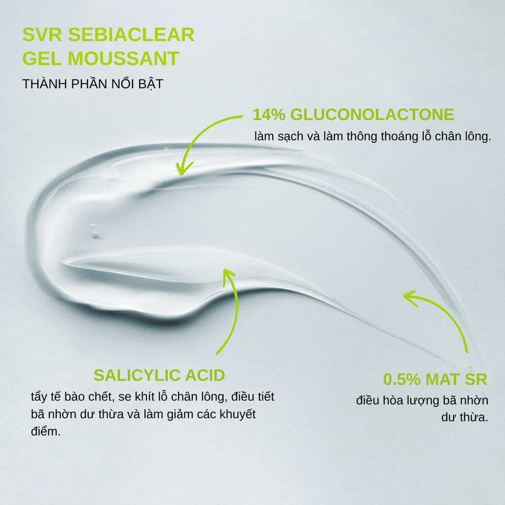 [COMBO] Gel Rửa Mặt Cho Da Dầu SVR Sebiaclear Gel Moussant 400ml + Tặng Gel Rửa Mặt SVR Sebiaclear Gel Moussant 55ml