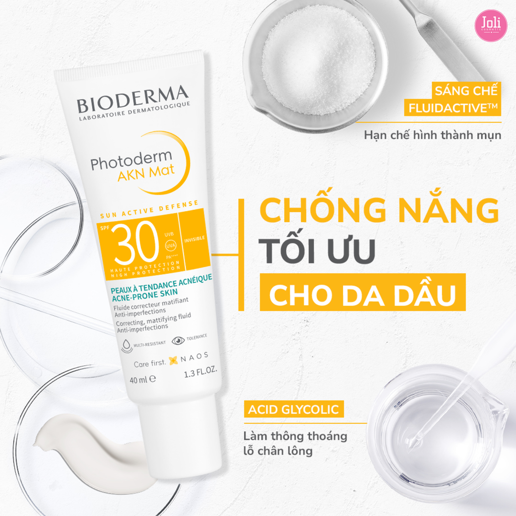 Kem Chống Nắng Cho Da Dầu Mụn Bioderma Photoderm AKN Mat SPF30 40ml