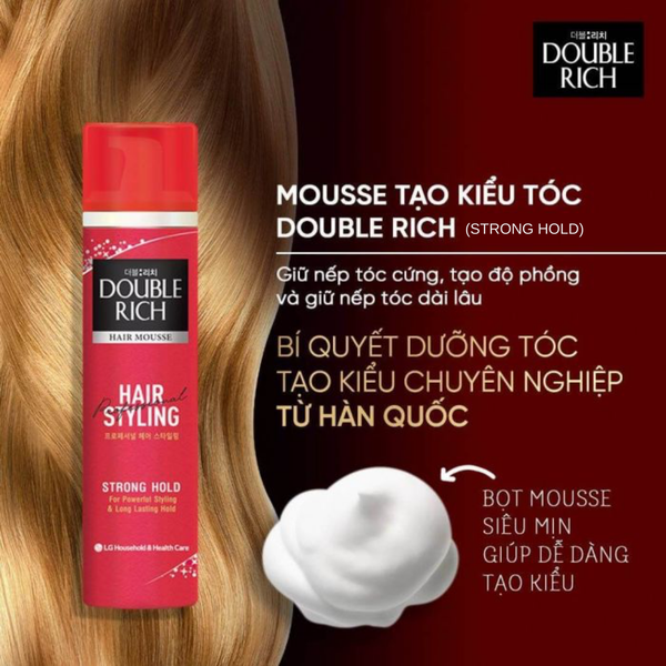 Xịt Tạo Kiểu Tóc Giữ Tóc Cố Định Double Rich Hair Mousse 150ml