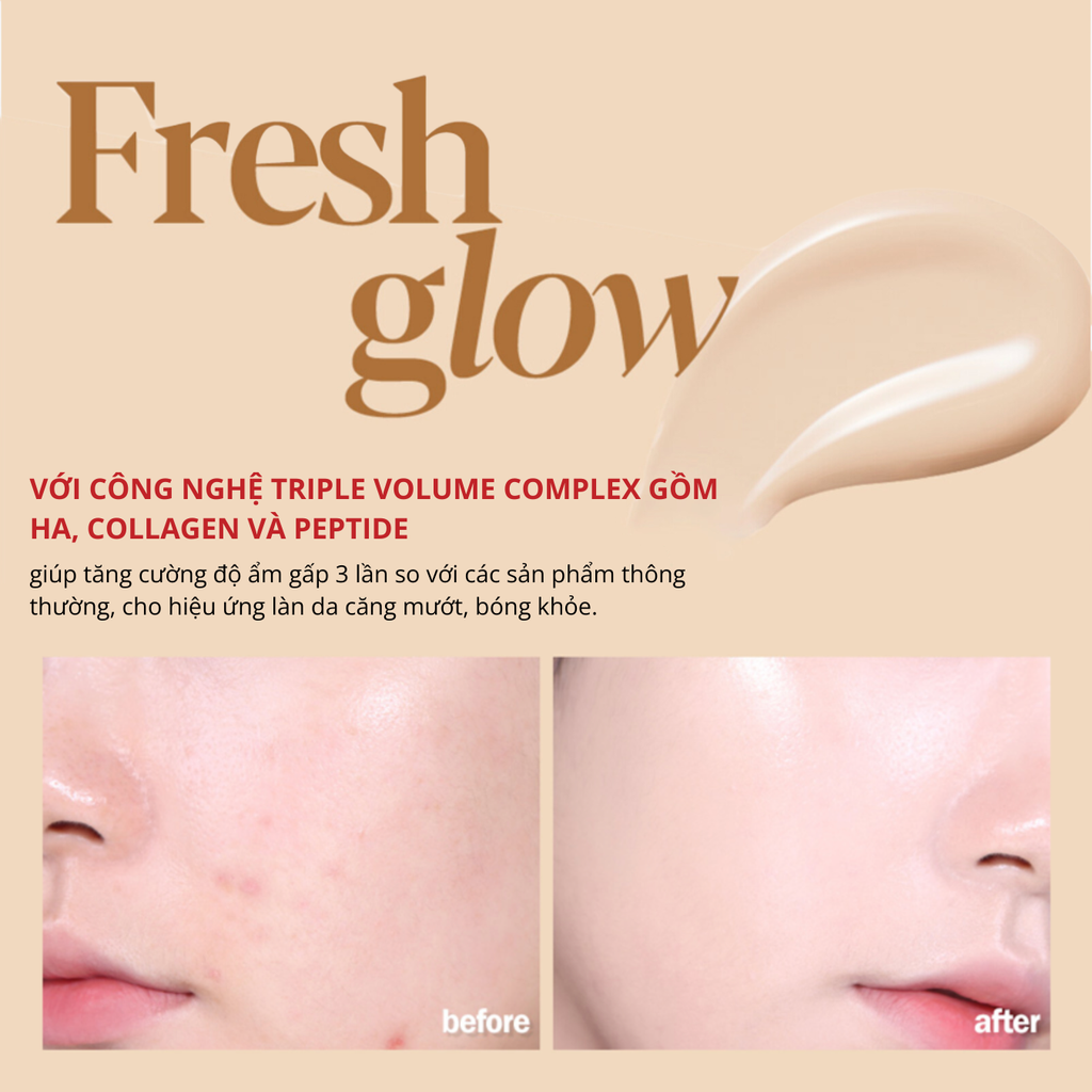 Kem Nền Espoir Be Glow Foundation Set SPF27 PA++ 30g (tặng kem lót Glowrizer Mini + Mút tán nền Fitting Sponge Handy)
