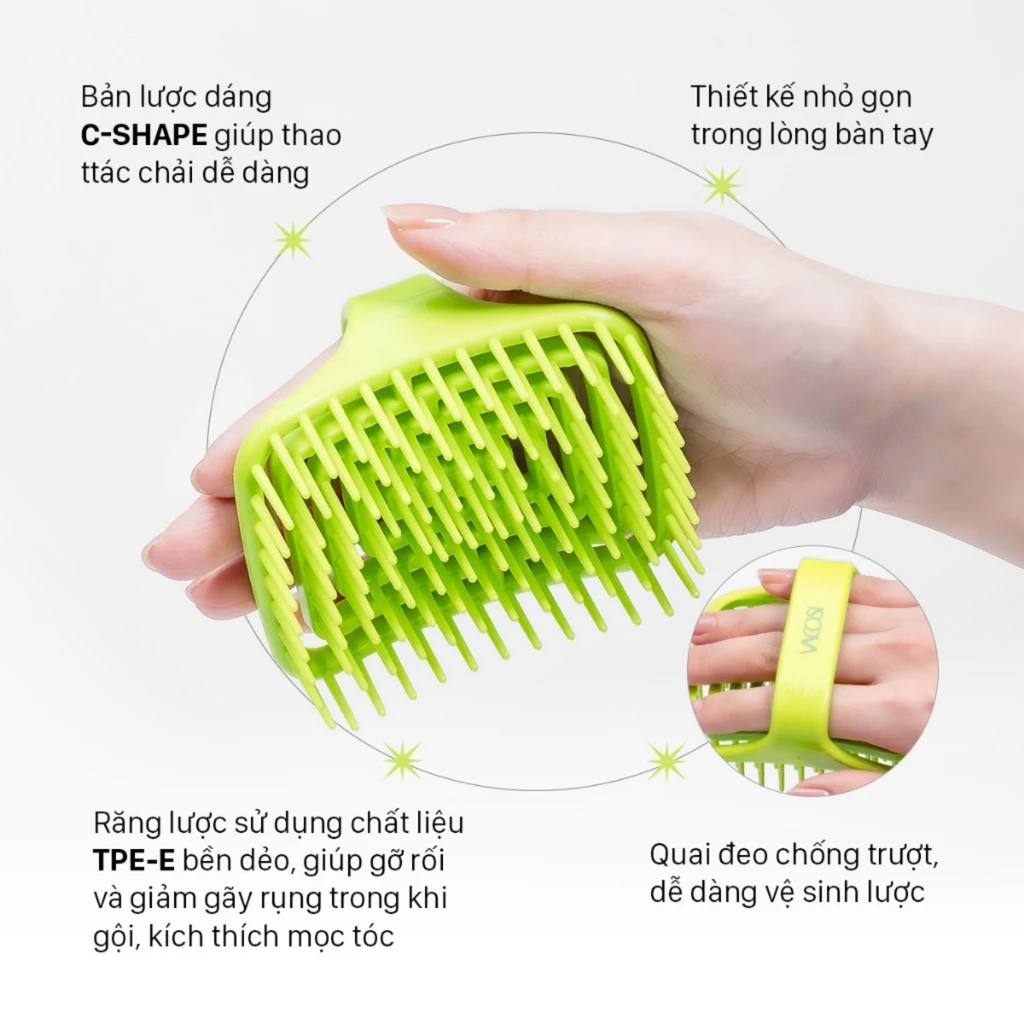 Lược Gội & Massage Da Đầu Đàn Hồi Vacosi C22 Detangling Shampoo Brush