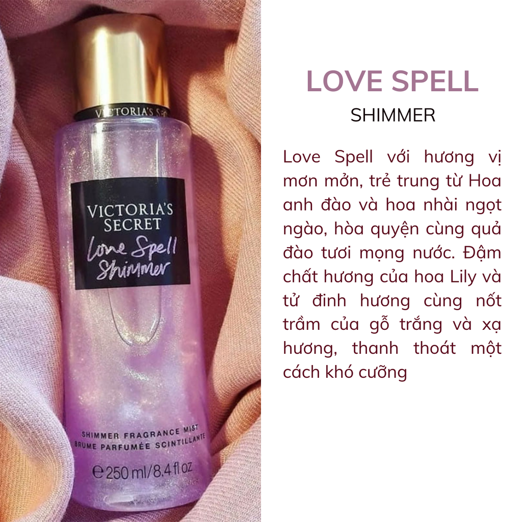 Xịt Thơm Toàn Thân Ánh Nhũ Victoria’s Secret Shimmer Fragrance Mist Brume Parfumee Scintillante 250ml