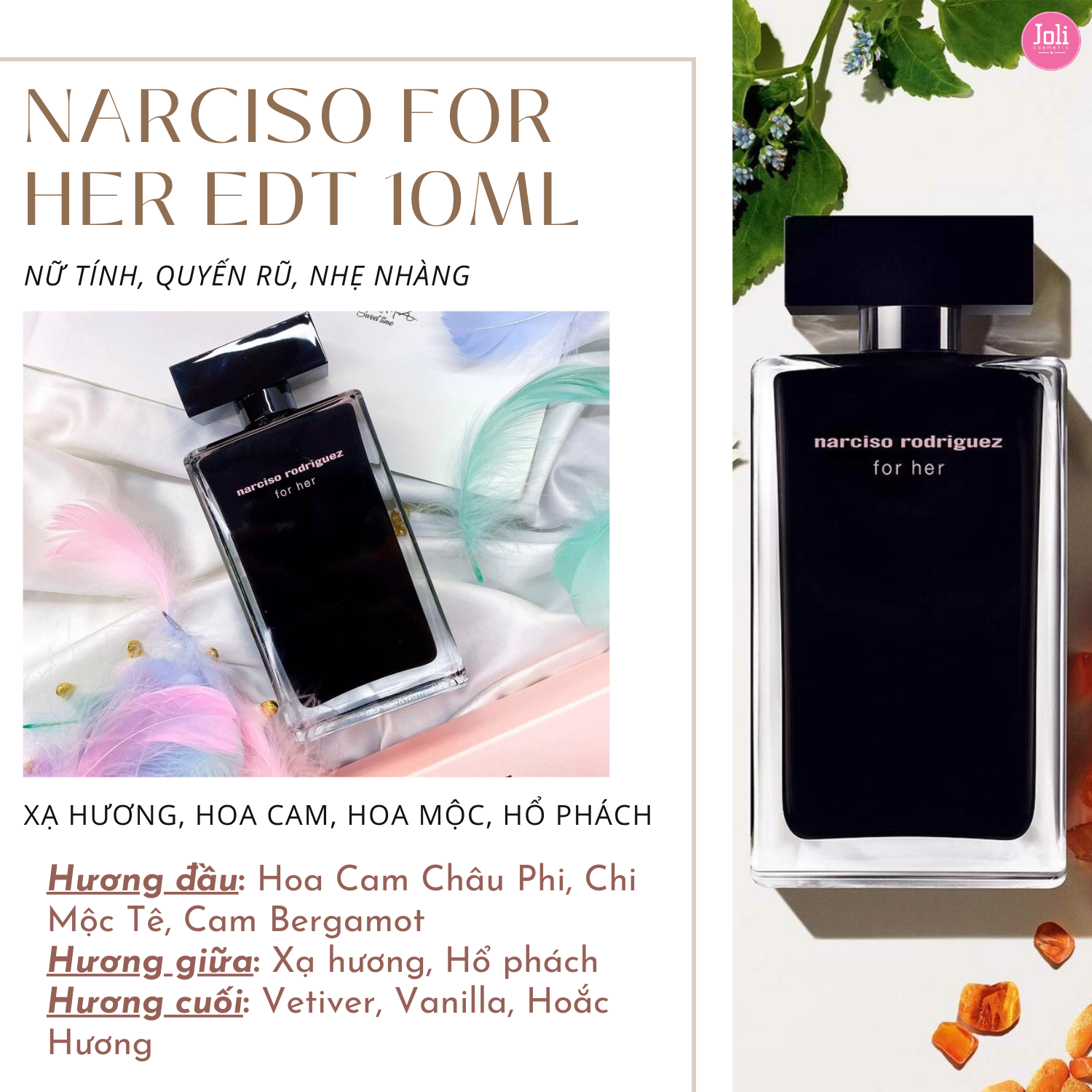 narcisorodriguez for herパルファムセット10ml x 3 Set Nước Hoa Nữ Narciso Rodriguez For Her (10ml x 3)Set Nước Hoa