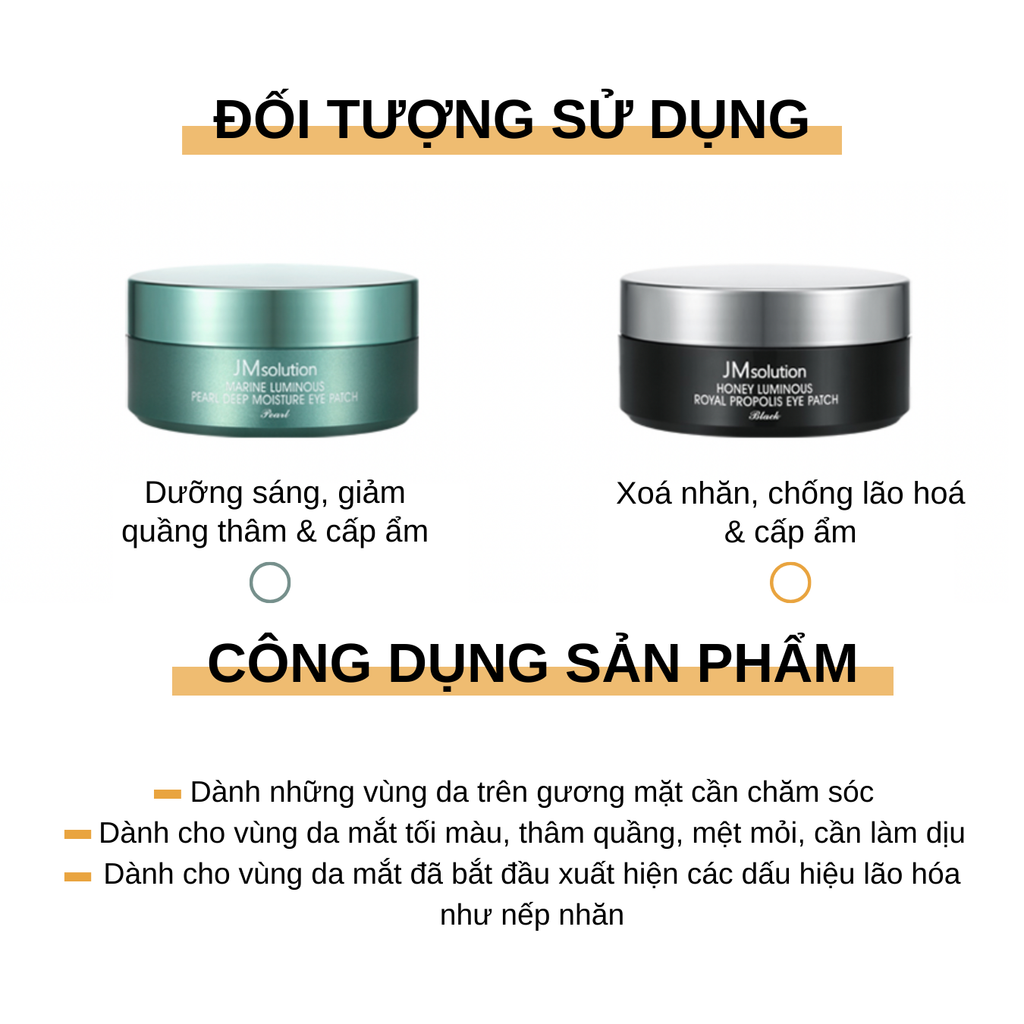 Mặt Nạ Mắt Ngừa Lão Hóa Chiết Xuất Keo Ong JMsolution Honey Luminous Royal Propolis Eye Patch 90g
