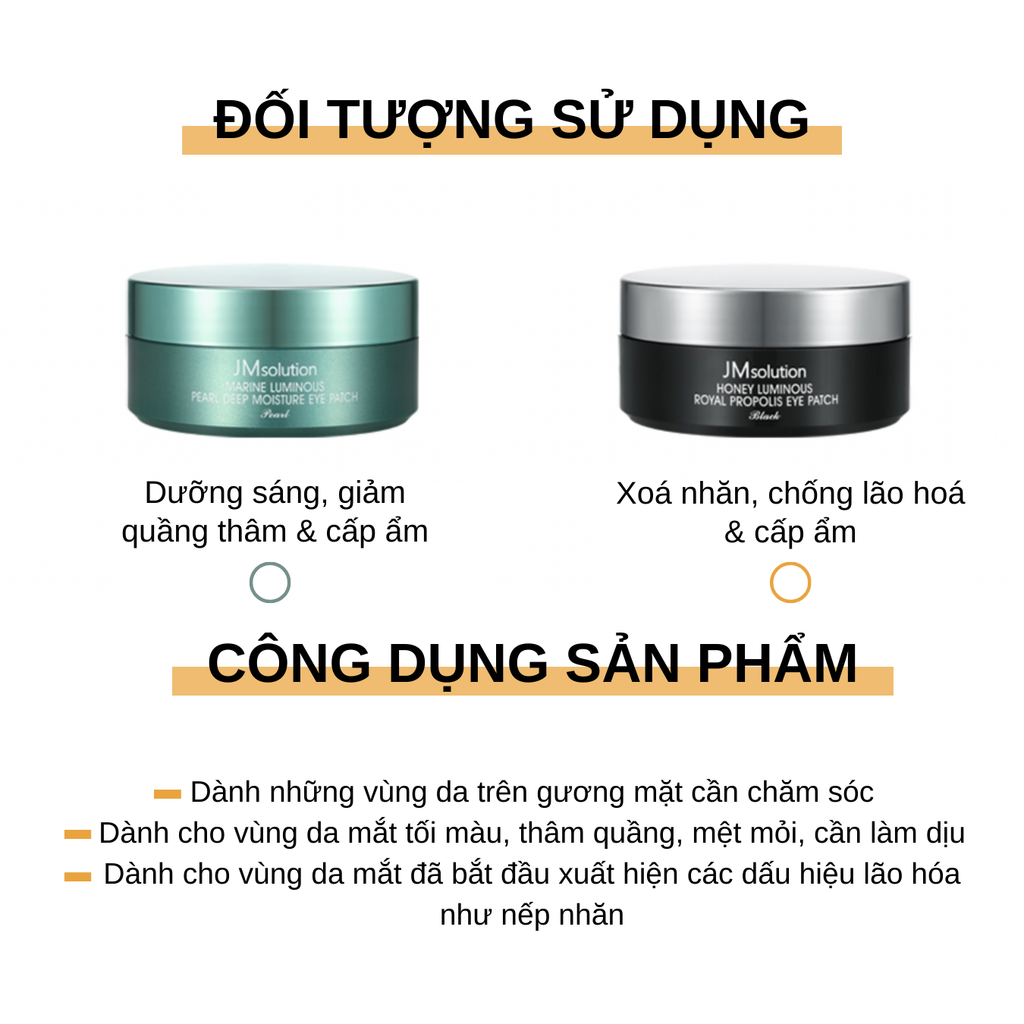 Mặt Nạ Mắt JM Solution Ngừa Lão Hóa Chiết Xuất Keo Ong 90g Honey Luminous Royal Propolis Eye Patch