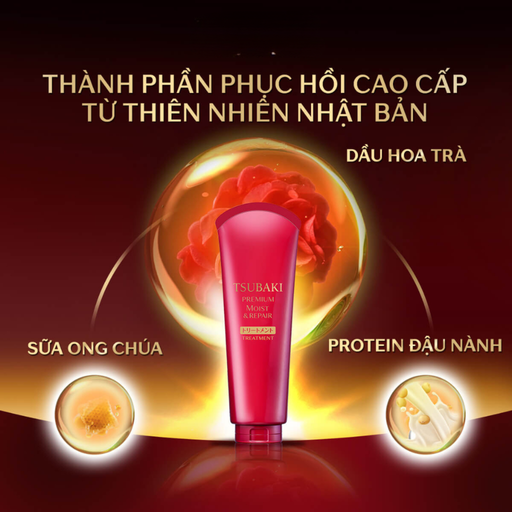 Kem Xả Dưỡng Tóc Bóng Mượt Tsubaki Premium Moist Treatment 180g