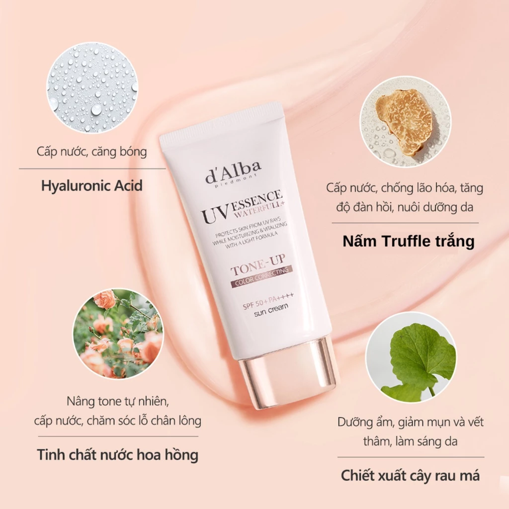 Kem Chống Nắng Nâng Tone Tự Nhiên d'Alba Waterfull+ Tone Up Sun Cream SPF50+ PA++++ 50ml