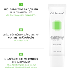 Kem Chống Nắng Cho Da Dầu Mụn Cell Fusion C Advanced Clear Sunscreen 100 SPF50+ PA++++ 50ml
