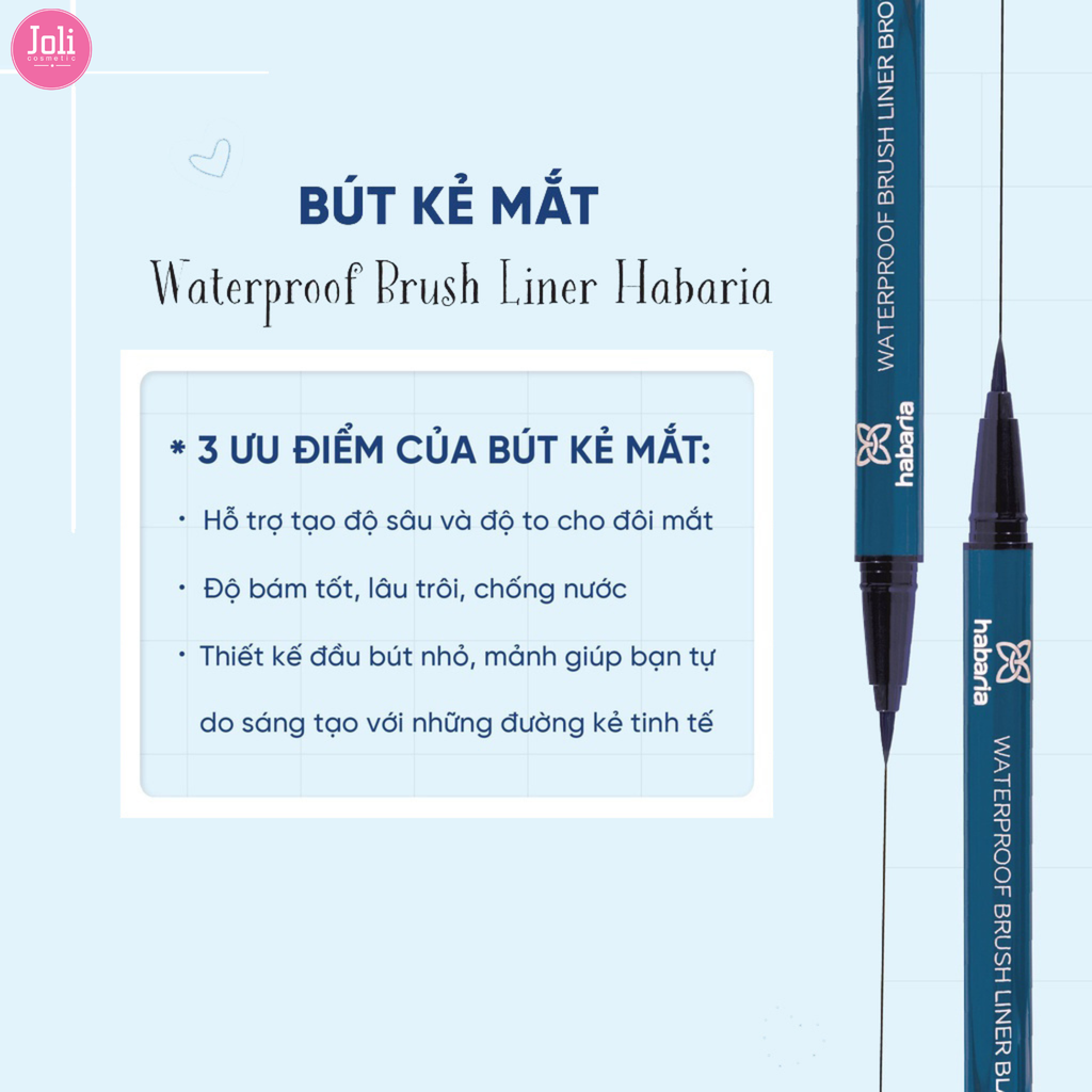 Bút Kẻ Mắt Nước Màu Đen Habaria Waterproof Brush Liner Black