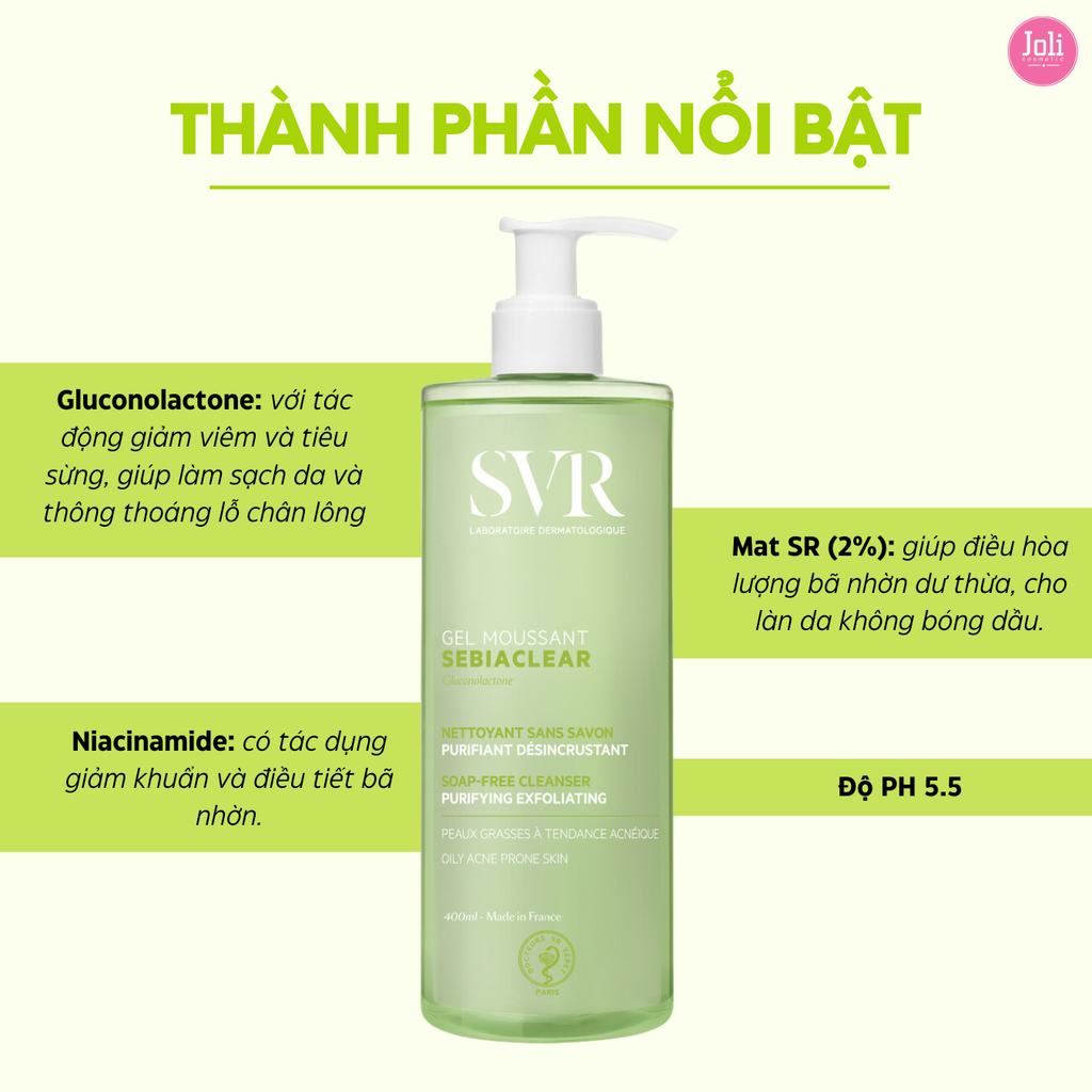 Túi Refill Gel Rửa Mặt Cho Da Dầu SVR Sebiaclear Gel Moussant 400ml