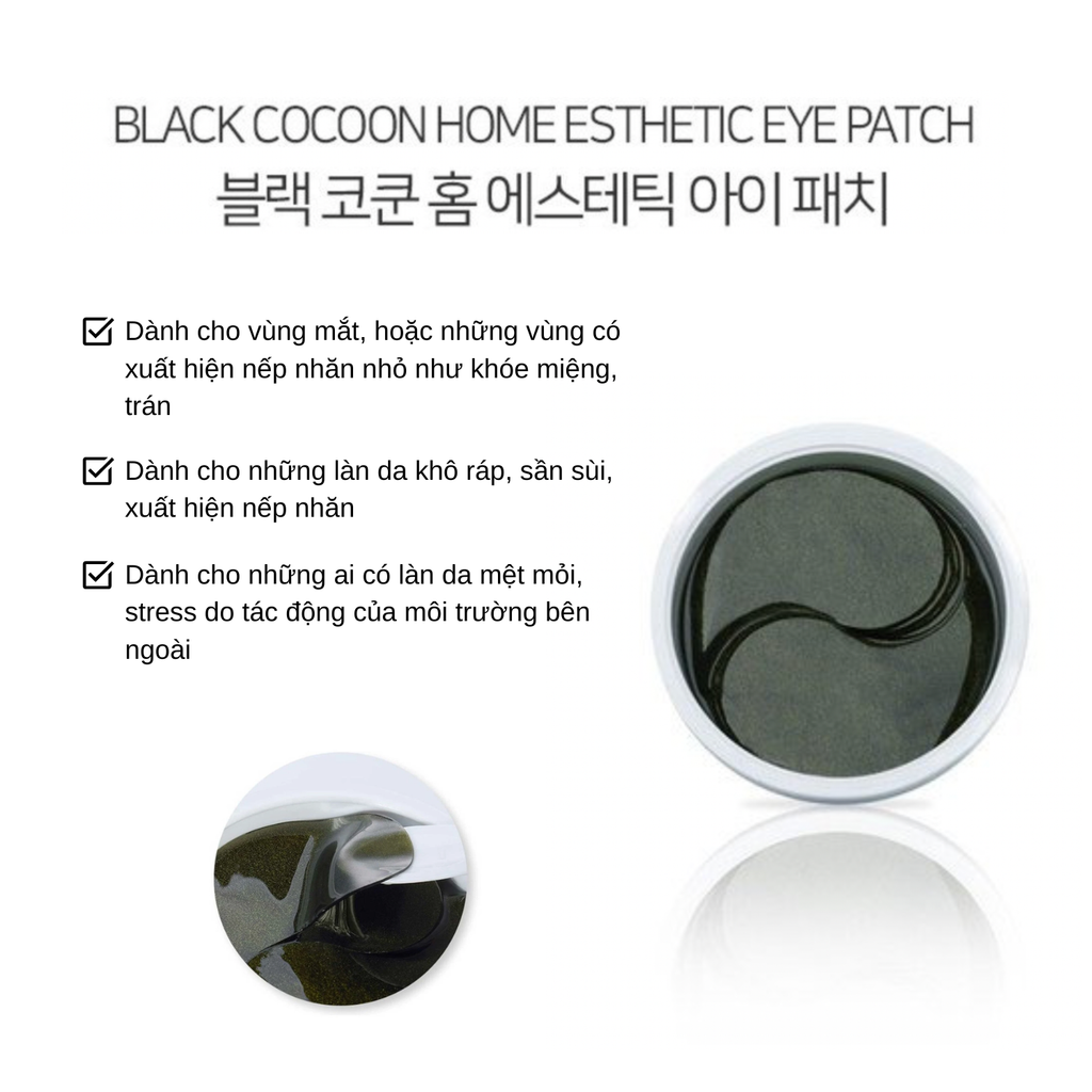 Mặt Nạ Mắt Làm Dịu Chiết Xuất Kén Tằm Jmsolution Black Cocoon Home Esthetic Eye Patch 90g