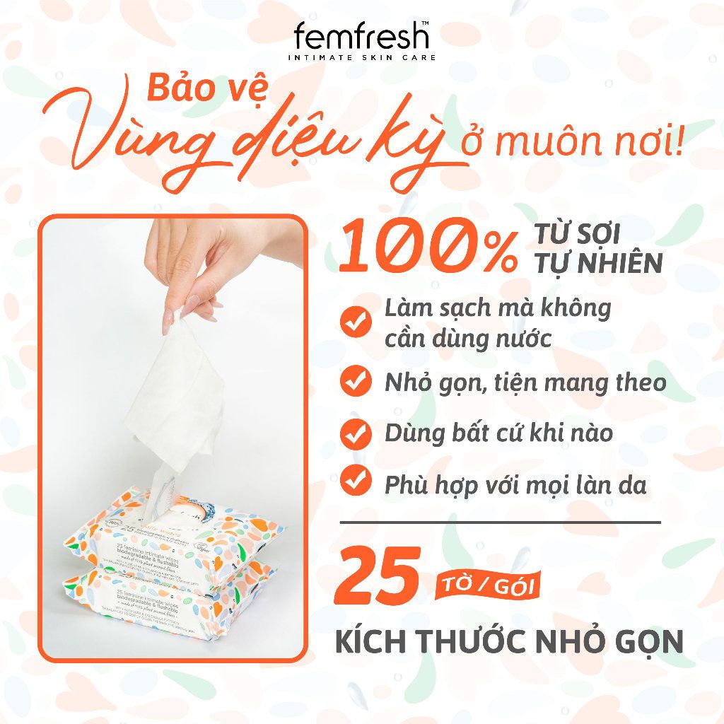 Khăn Ướt Vệ Sinh Vùng Kín Hằng Ngày Femfresh Intimate Skin Care Daily Wipes 25 Tờ