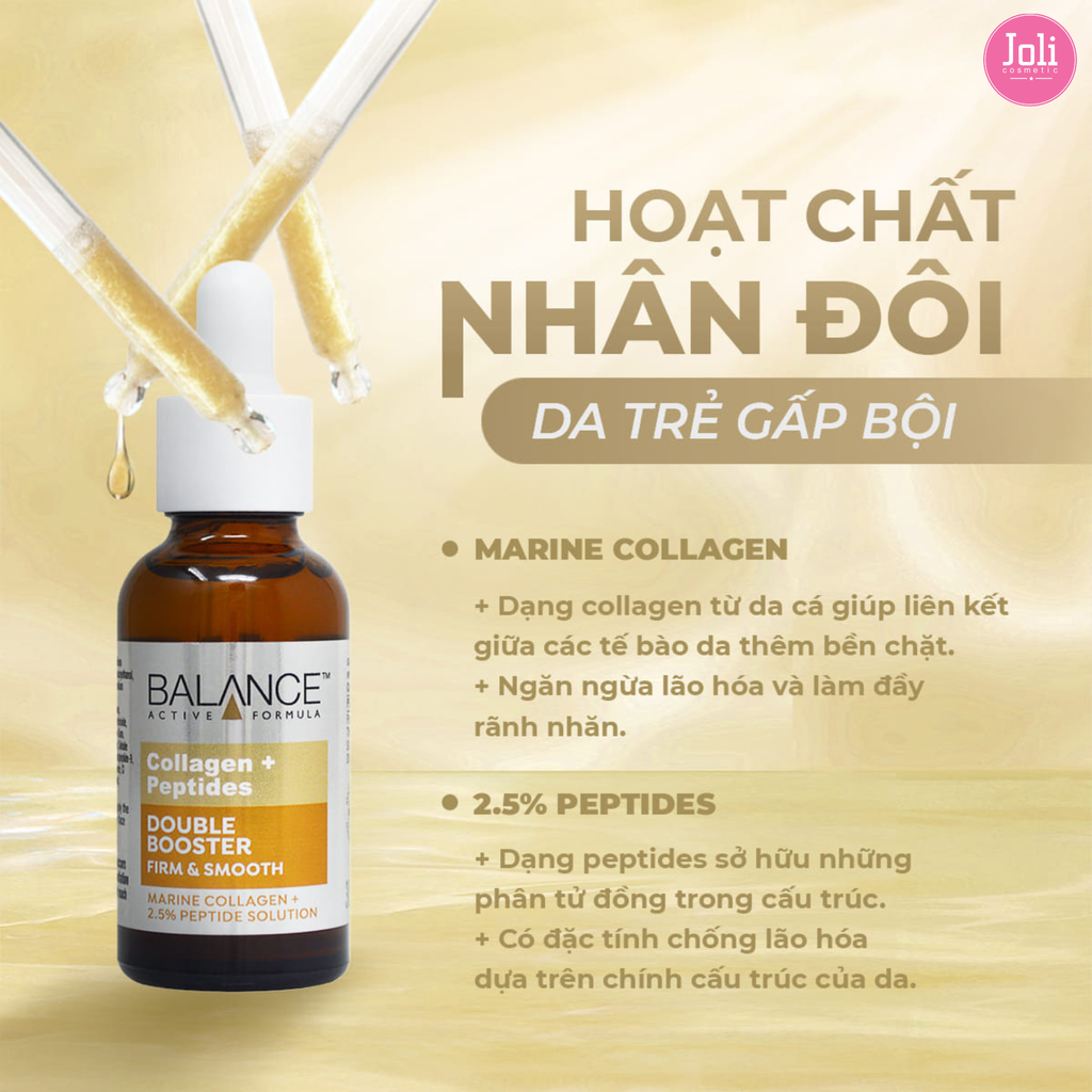 Serum Chống Lão Hóa Giảm Nếp Nhăn Balance Collagen + Peptides Double Booster 30ml