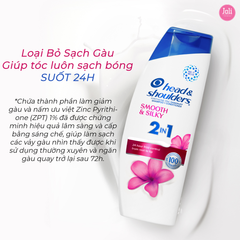 Dầu Gội & Xả Suôn Mềm Óng Mượt Head & Shoulders Pyrithione Zinz Dandruff Smooth & Silky 2in1 370ml