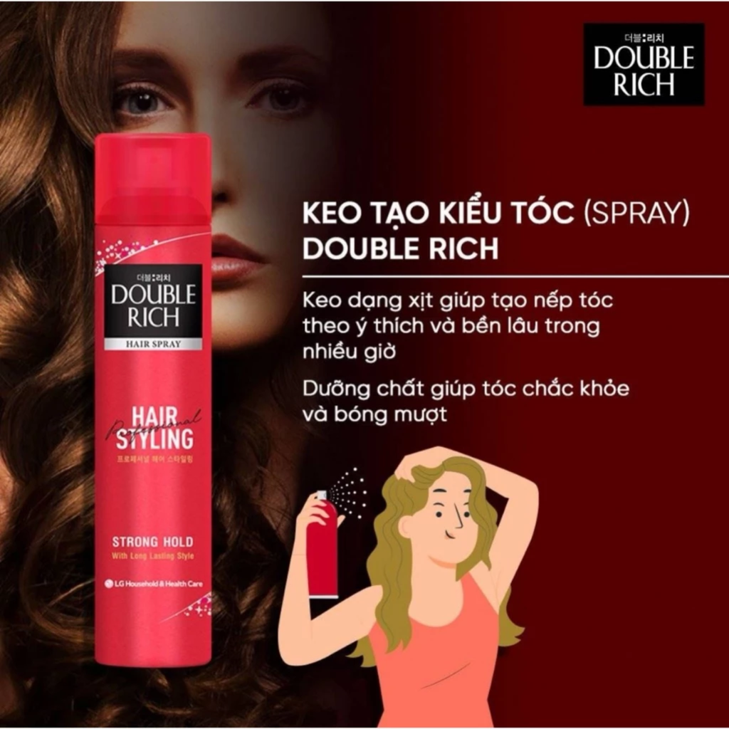 Xịt Tạo Kiểu Tóc Giữ Tóc Cố Định Double Rich Hair Spray Strong Hold 170ml