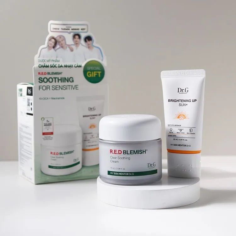 Bộ Chăm Sóc Da Dr.G R.E.D Blemish Clear Soothing Cream Bonus Set
