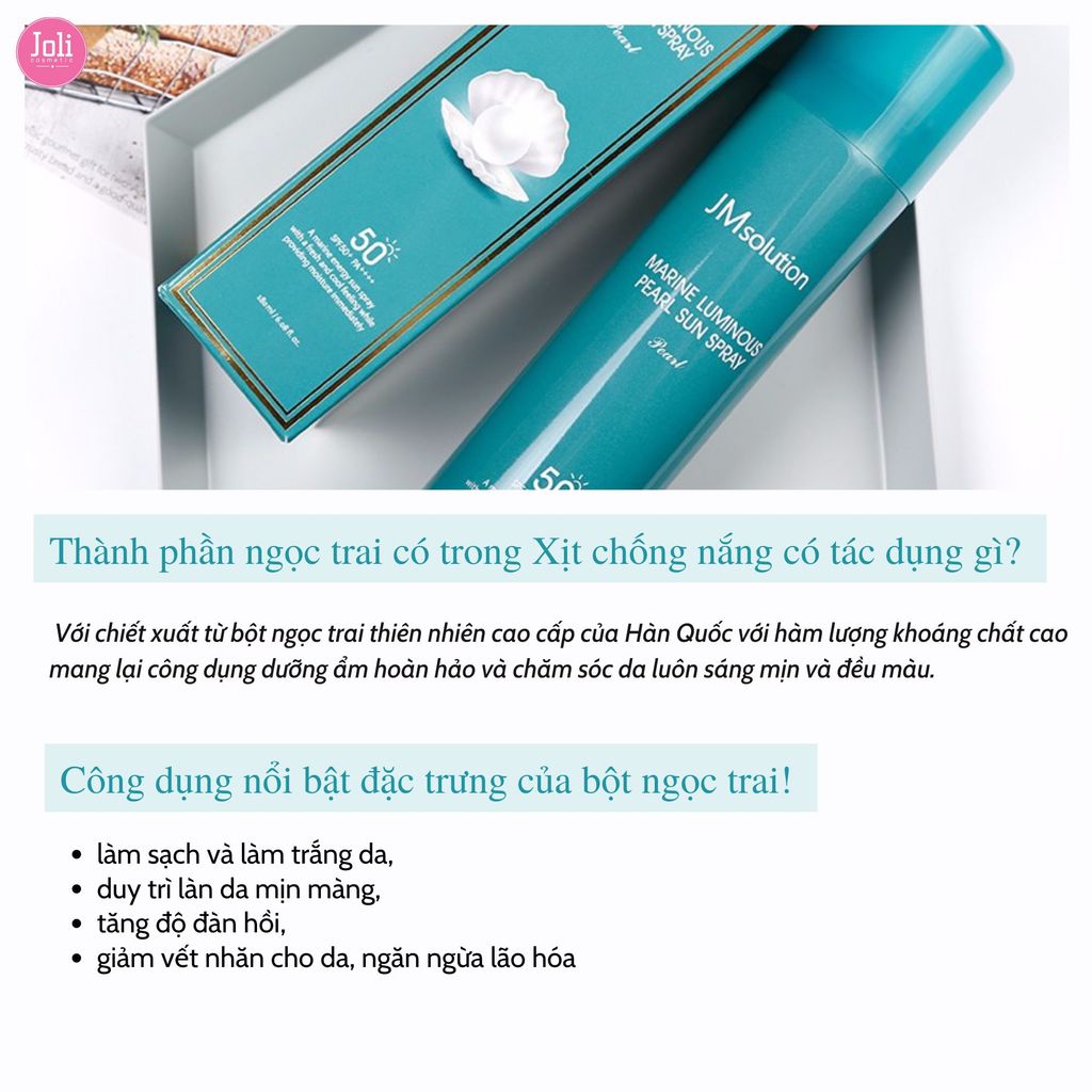 Xịt Chống Nắng Chiết Xuất Ngọc Trai JMsolution Marine Luminous Pearl Sun Spray SPF50+ PA++++ 180ml