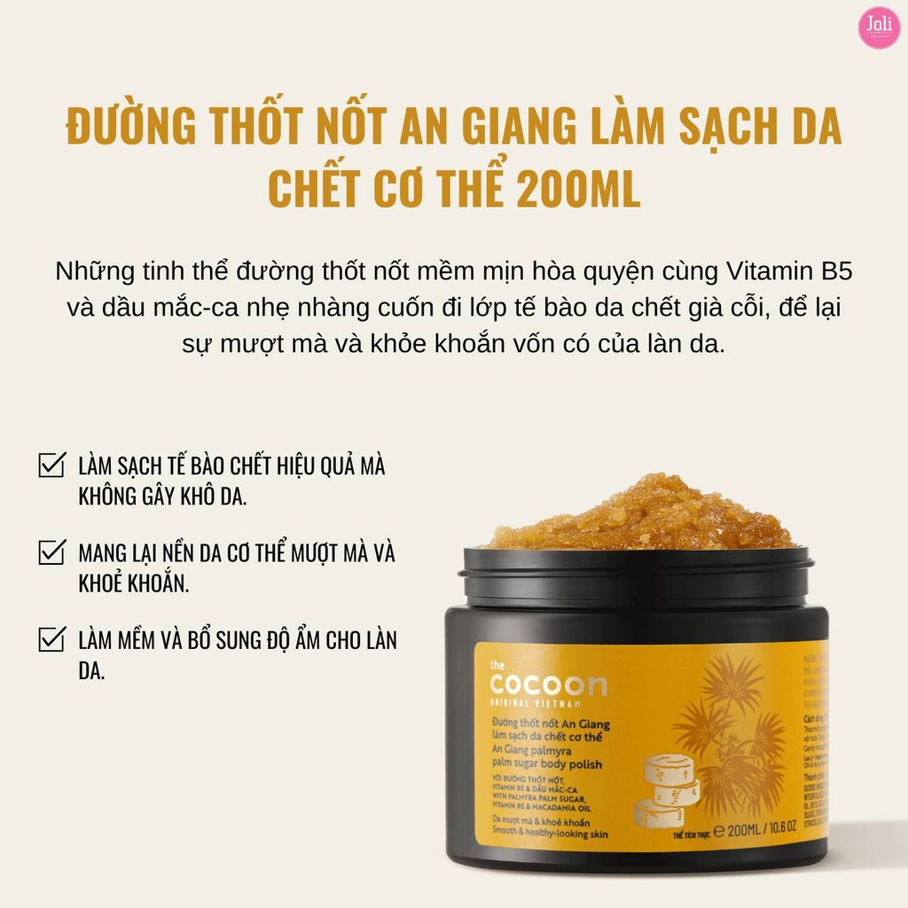 Tẩy Da Chết Body Đường Thốt Nốt An Giang Cocoon Palmyra Palm Sugar Body Polish 200ml