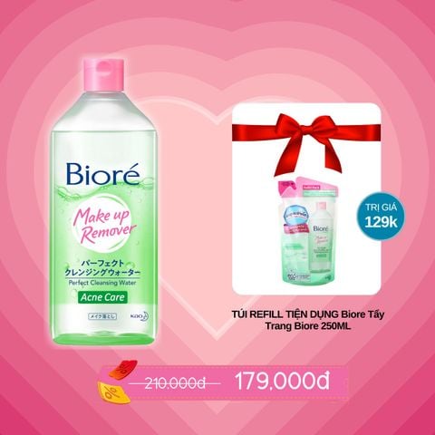 Nước Tẩy Trang Biore Ngăn Ngừa Mụn Makeup Remover Perfect Cleansing Water Acne Care 400ml