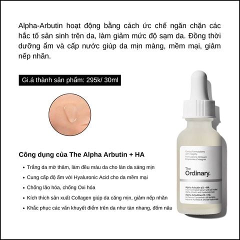 Tinh Chất Dưỡng Trắng Giảm Thâm Nám The Ordinary Alpha Arbutin 2%+ HA 30ml