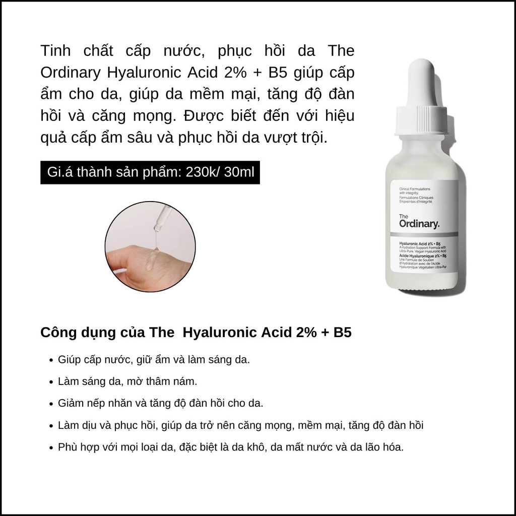 Tinh Chất Phục Hồi Da The Ordinary Hyaluronic 2%+ B5 30ml