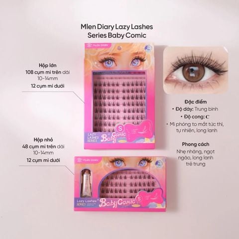 Lông Mi Giả Dạng Cụm Dày Đậm Mlen Diary Baby Comic Lazy Lashes Series