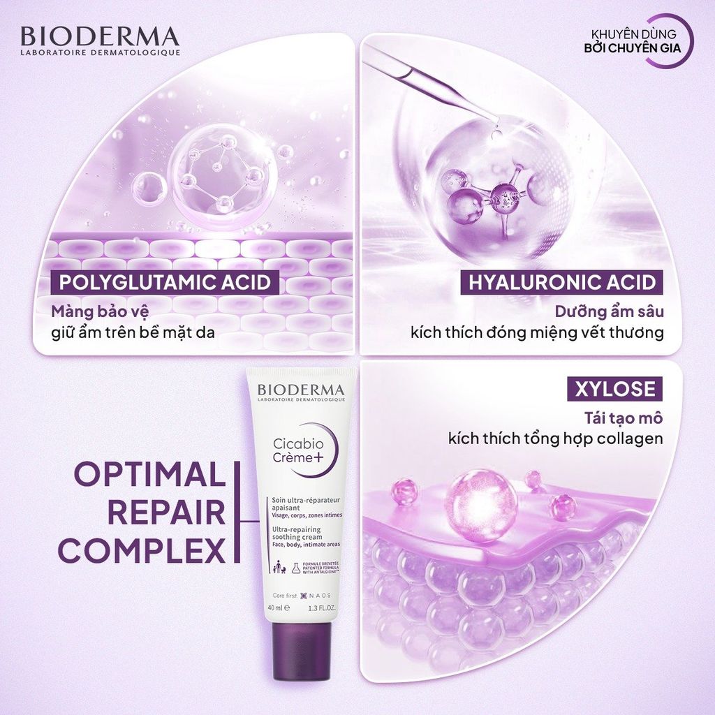 Kem Dưỡng Ẩm Phục Hồi Làm Dịu Da Bioderma Cicabio Crème+ 40ml