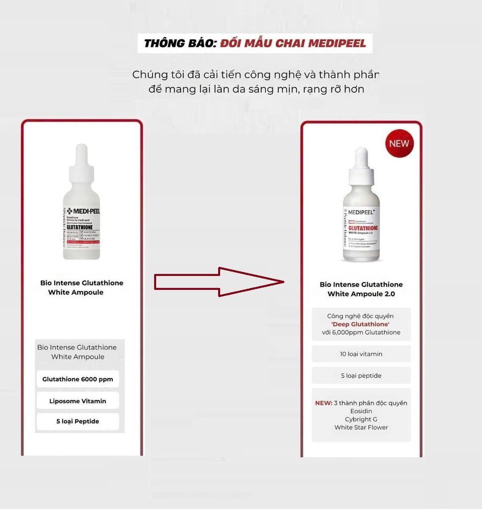 Tinh Chất Dưỡng Trắng Cấp Ẩm Phục Hồi Da Medi-Peel Bio-Intense 6000 Gluthione White Ampoule 2.0 30ml