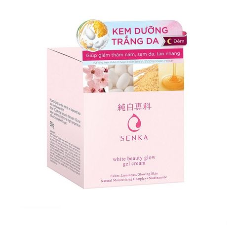 Kem Dưỡng Trắng Da Giảm Thâm Nám Ban Đêm Senka White Beauty Glow Gel Cream 50g