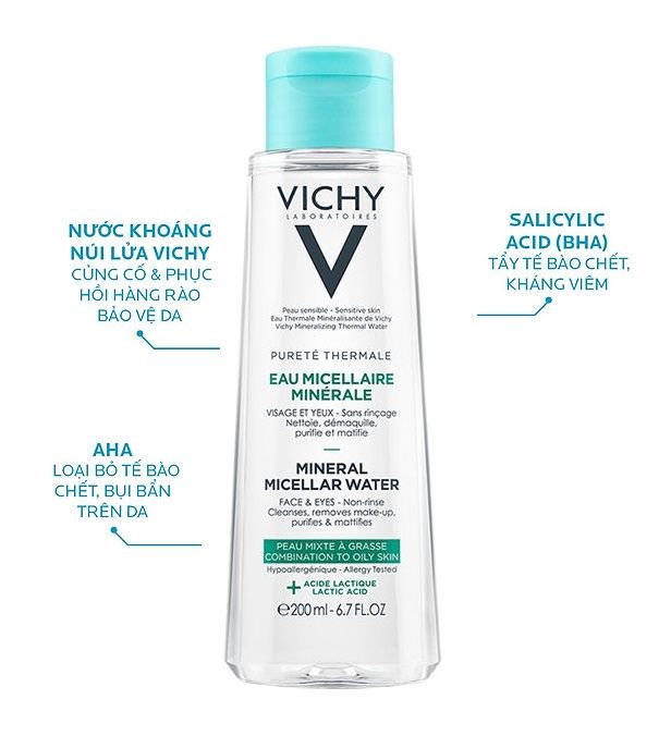 Nước Tẩy Trang Cho Da Dầu Hỗn Hợp Vichy Mineral Micellar Water For Combination To Oily Skin 200ml
