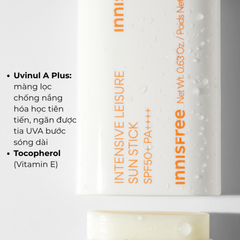 Kem Chống Nắng Dạng Thỏi innisfree Intensive Leisure Sun Stick SPF50+ PA++++ 18g
