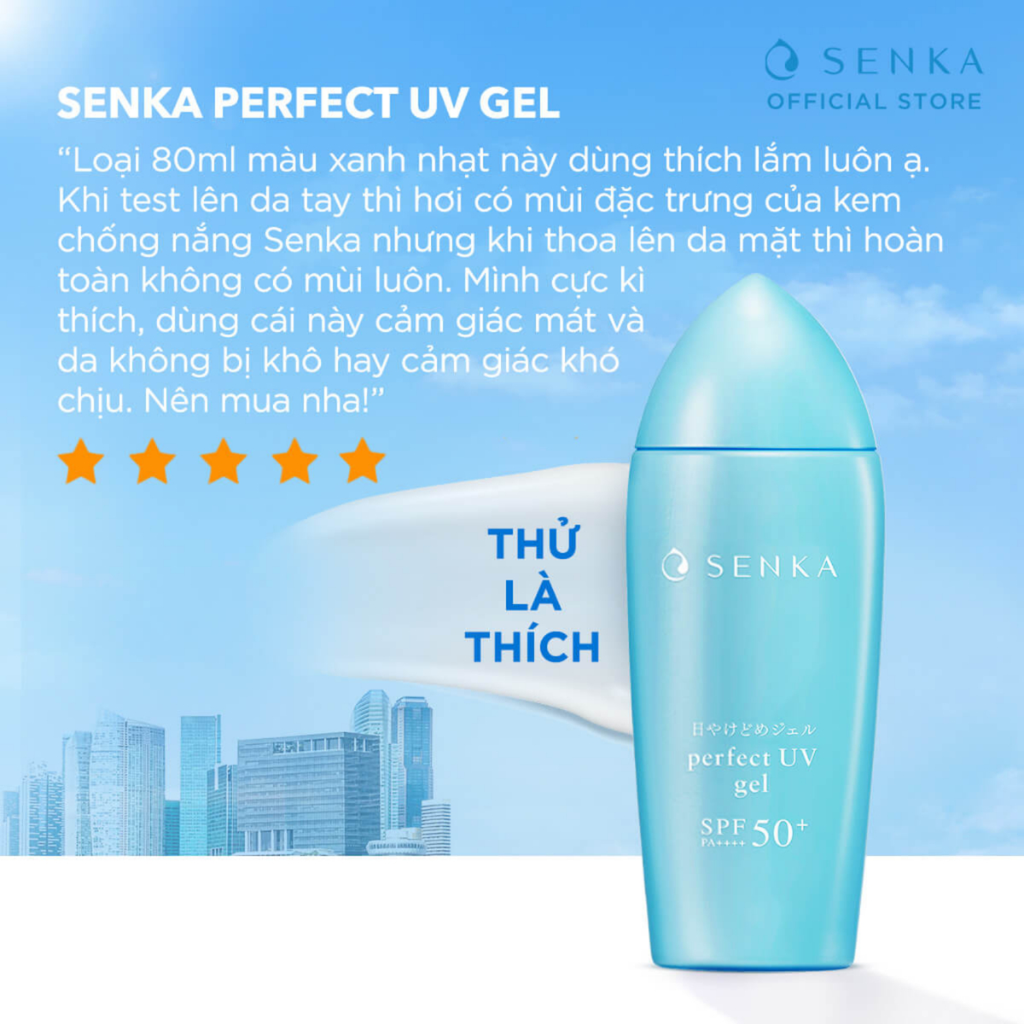 Gel Sữa Chống Nắng Dưỡng Ẩm Senka Perfect UV Gel SPF 50+ PA++++ 80ml