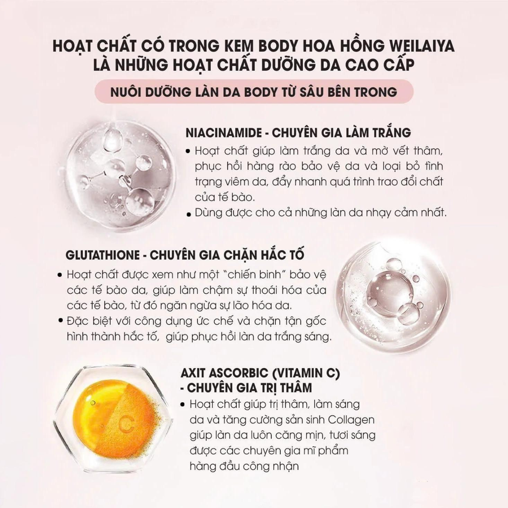Kem Dưỡng Trắng Nâng Tông Da Weilaiya Natural Whitening Fragrance Body Cream 200ml