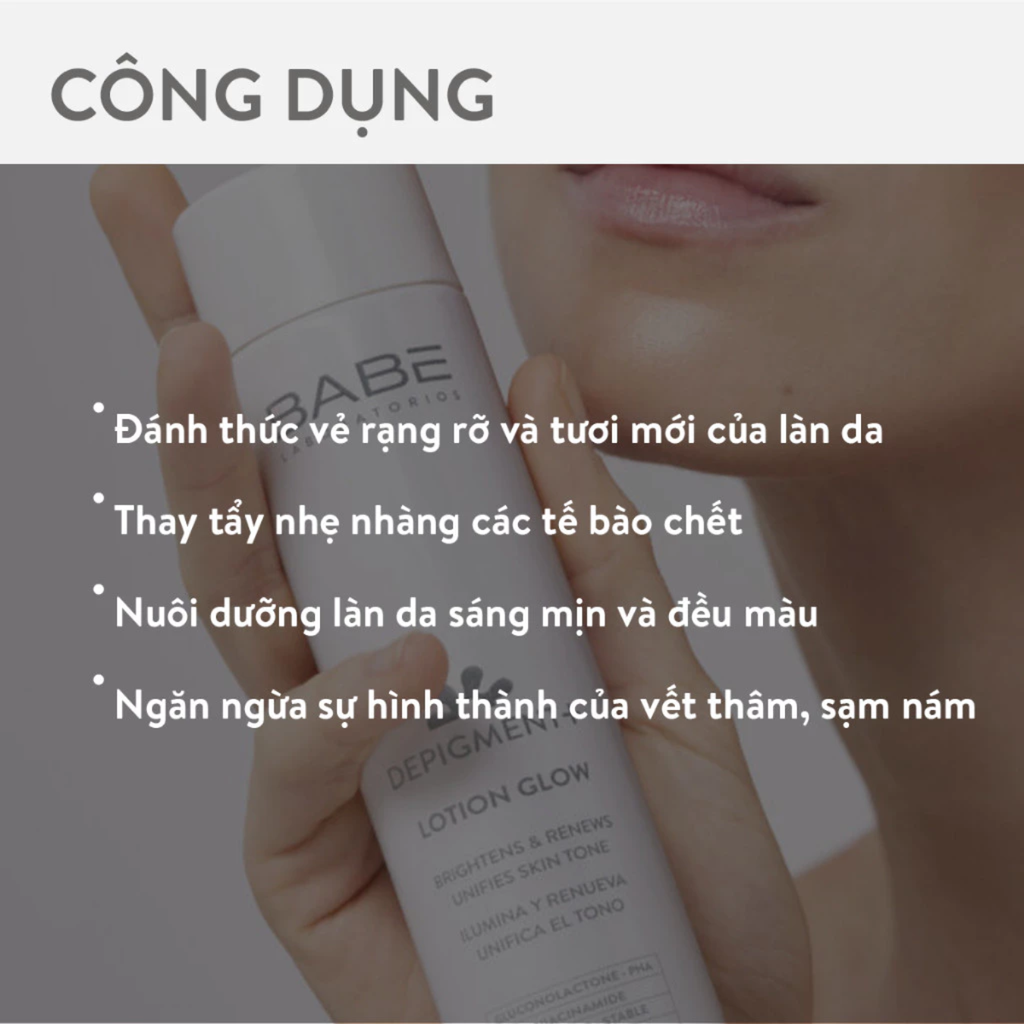 Nước Hoa Hồng Làm Sáng Da Giảm Thâm Nám Babe Depigment+ Lotion Glow 150ml