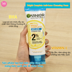 Sữa Rửa Mặt Ngừa Mụn Sáng Da Garnier Bright Complete Anti-Acne Cleansing Foam 100ml