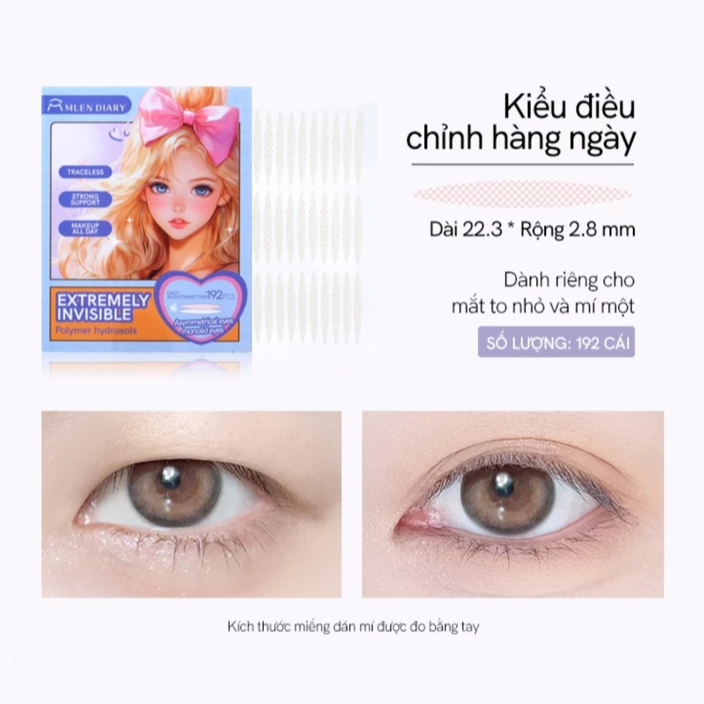 Miếng Dán Kích Mí Lưới Mlen Diary Extremely Invisble Polymer Hydrosols