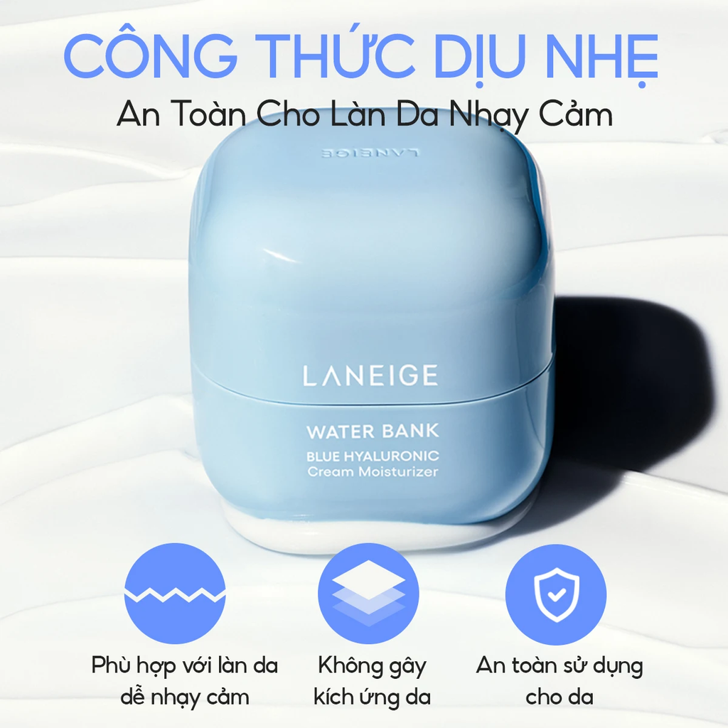 Kem Dưỡng Ẩm Làm Dịu Phục Hồi Cho Da Khô Laneige Water Bank Blue Hyaluronic Moisture Cream 10ml
