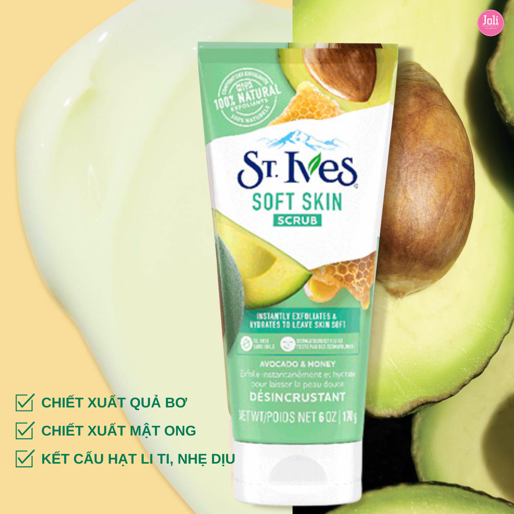 Sữa Rửa Mặt Tẩy Tế Bào Chết Bơ & Mật Ong St.Ives Soft Skin Avocado & Honey Scrub 170g