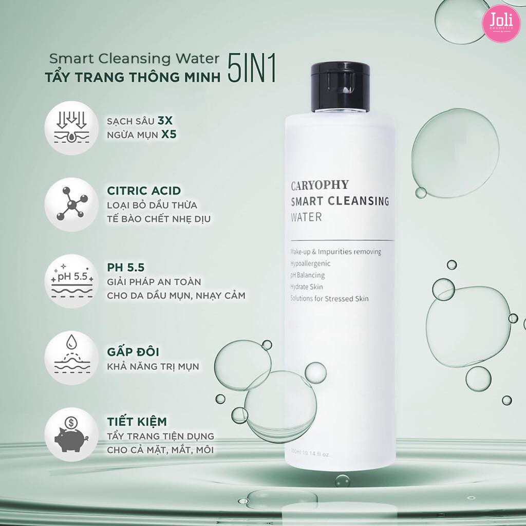 Nước Tẩy Trang Cho Da Dầu Mụn & Nhạy Cảm Caryophy Smart Cleansing Water