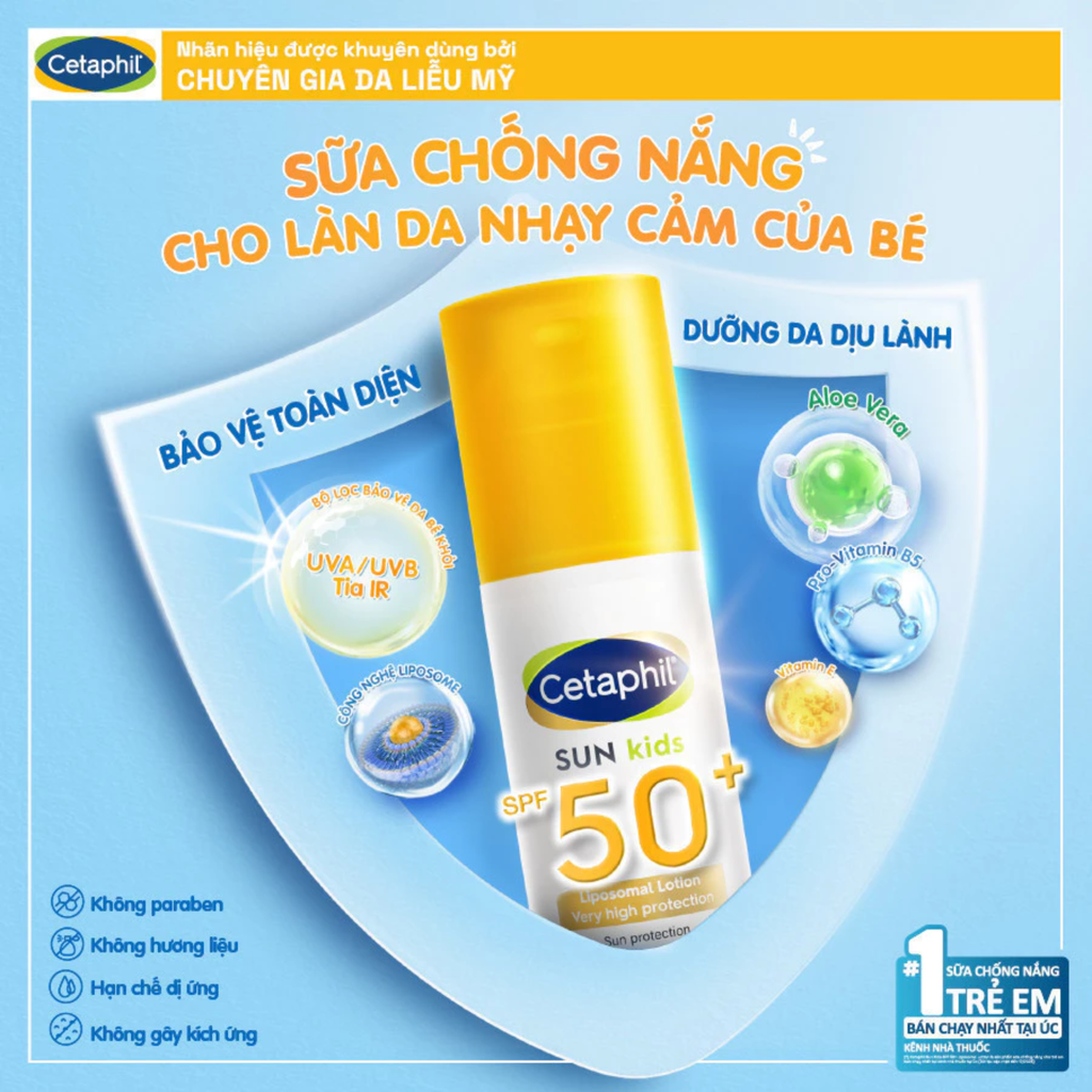 Sữa Chống Nắng Dịu Lành Cho Bé Cetaphil Sun Kids SPF50+ Liposomal Lotion 150ml