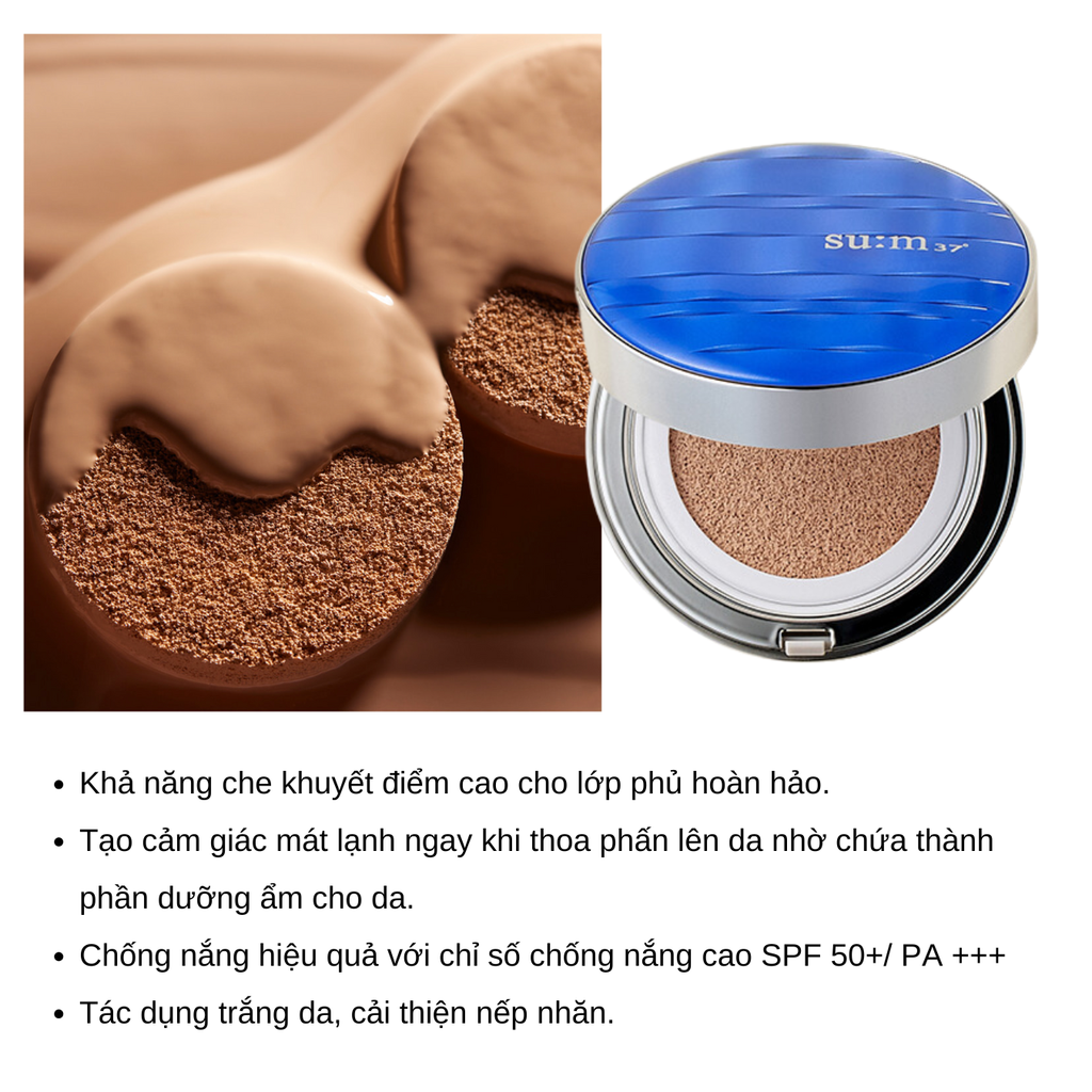 Phấn Nước Cấp Ẩm Su:m37 Waterfull CC Cushion Perfect Finish SPF50+ PA+++15gx2 (tặng kèm lõi)