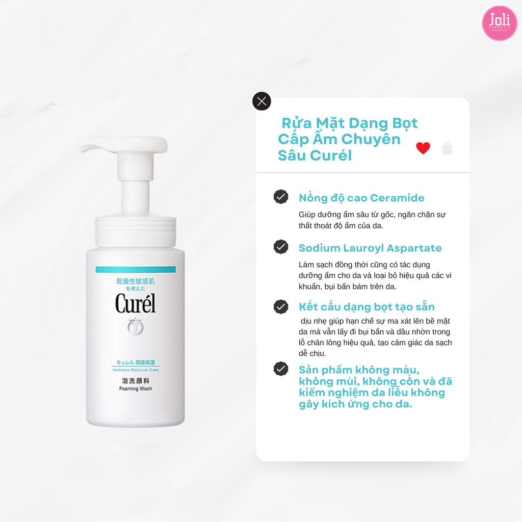Sữa Rửa Mặt Dạng Bọt Cấp Ẩm Chuyên Sâu Curel Intensive Moisture Care Foaming Wash 150ml