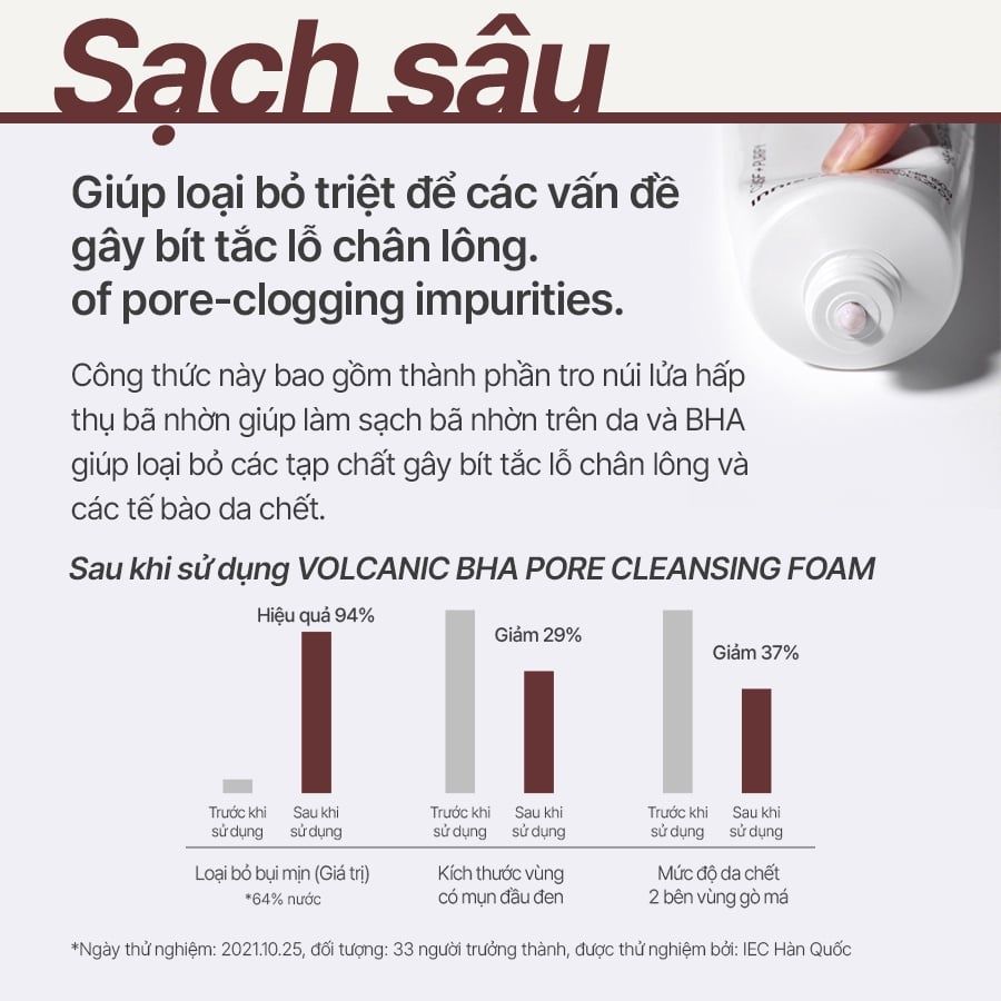 Sữa Rửa Mặt Làm Sạch Sâu Thu Nhỏ Lỗ Chân Lông innisfree Volcanic BHA Pore Cleansing Foam 150g