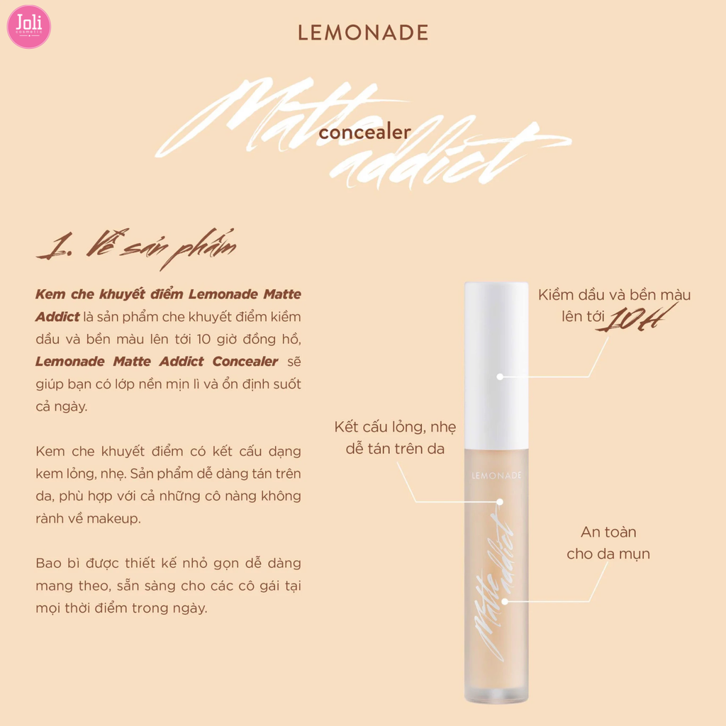 Kem Che Khuyết Điểm Kiềm Dầu Lemonade Matte Addict Concealer 3g