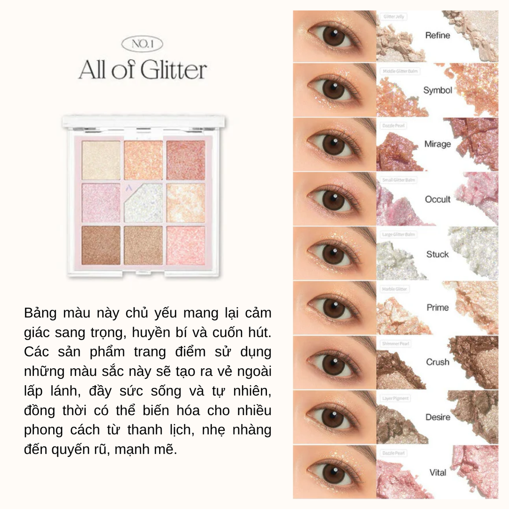 Bảng Phấn Mắt 9 Màu Unleashia Glitterpedia Eye Palette