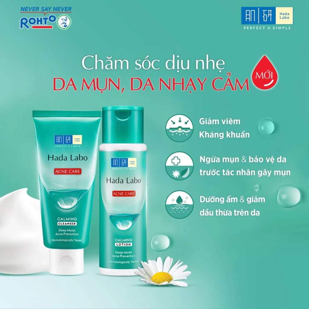 Sữa Rửa Mặt Dành Cho Da Mụn Nhạy Cảm Hada Labo Acne Care Calming Cleanser 80g