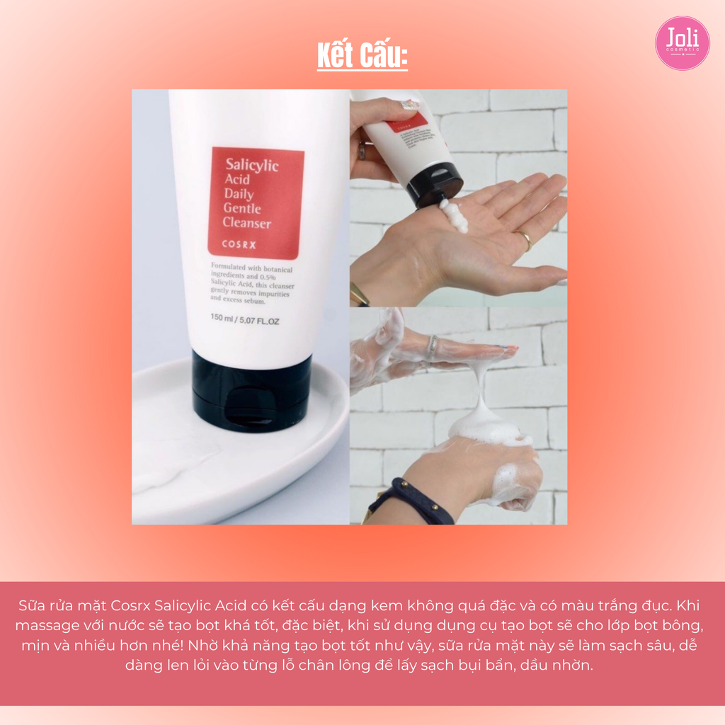 Sữa Rửa Mặt Cosrx Cho Da Dầu Mụn Salicylic Acid Daily Gentle Cleanser