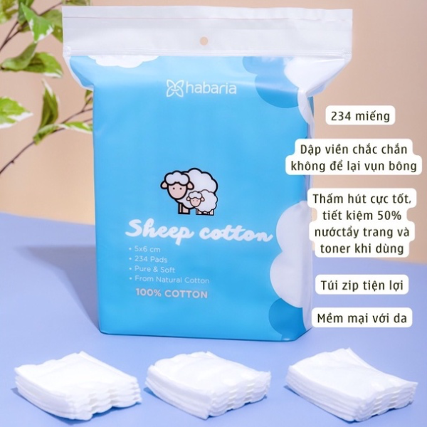 Bông Tẩy Trang Habaria Sheep Cotton 234 Miếng