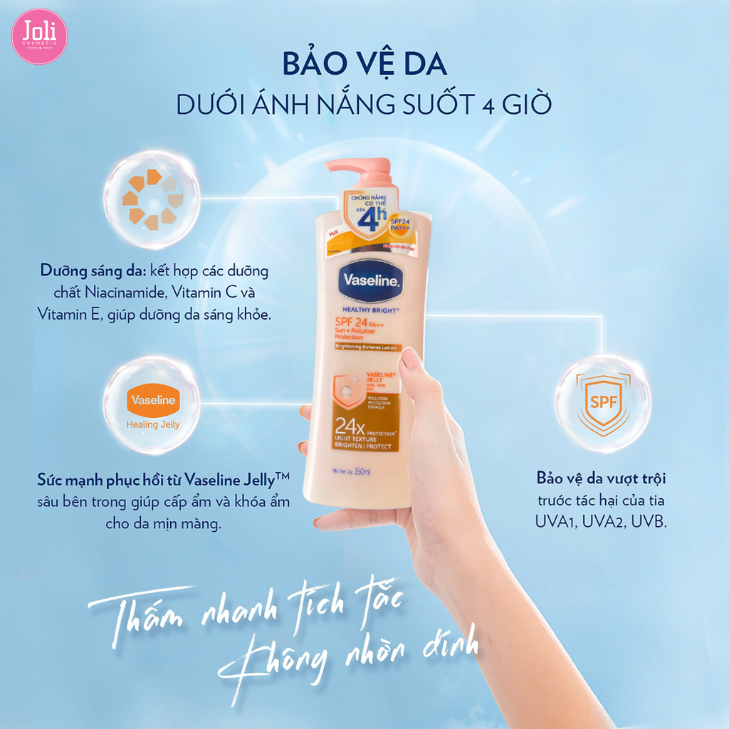 Sữa Dưỡng Thể Chống Nắng Và Sáng Da Vaseline Healthy Bright Sun + Pollution Protection Body Lotion SPF24 PA++
