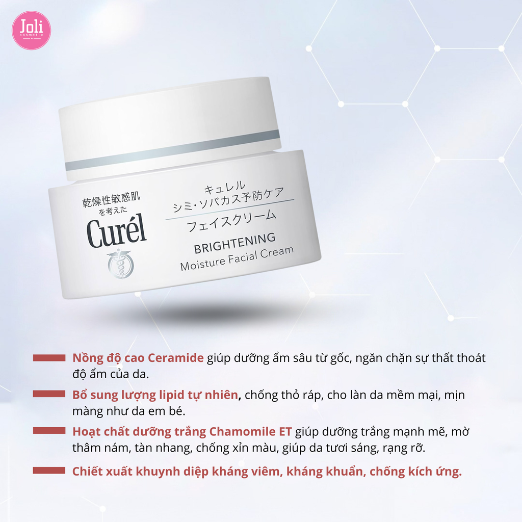 Kem Dưỡng Ẩm Trắng Da Cho Da Nhạy Cảm Curel Brightening Moisture Facial Cream 40g